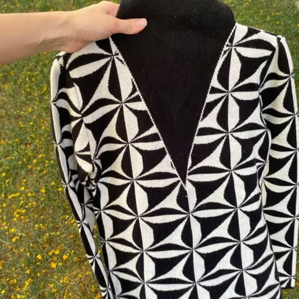 Graphic modern turtleneck knit sweater